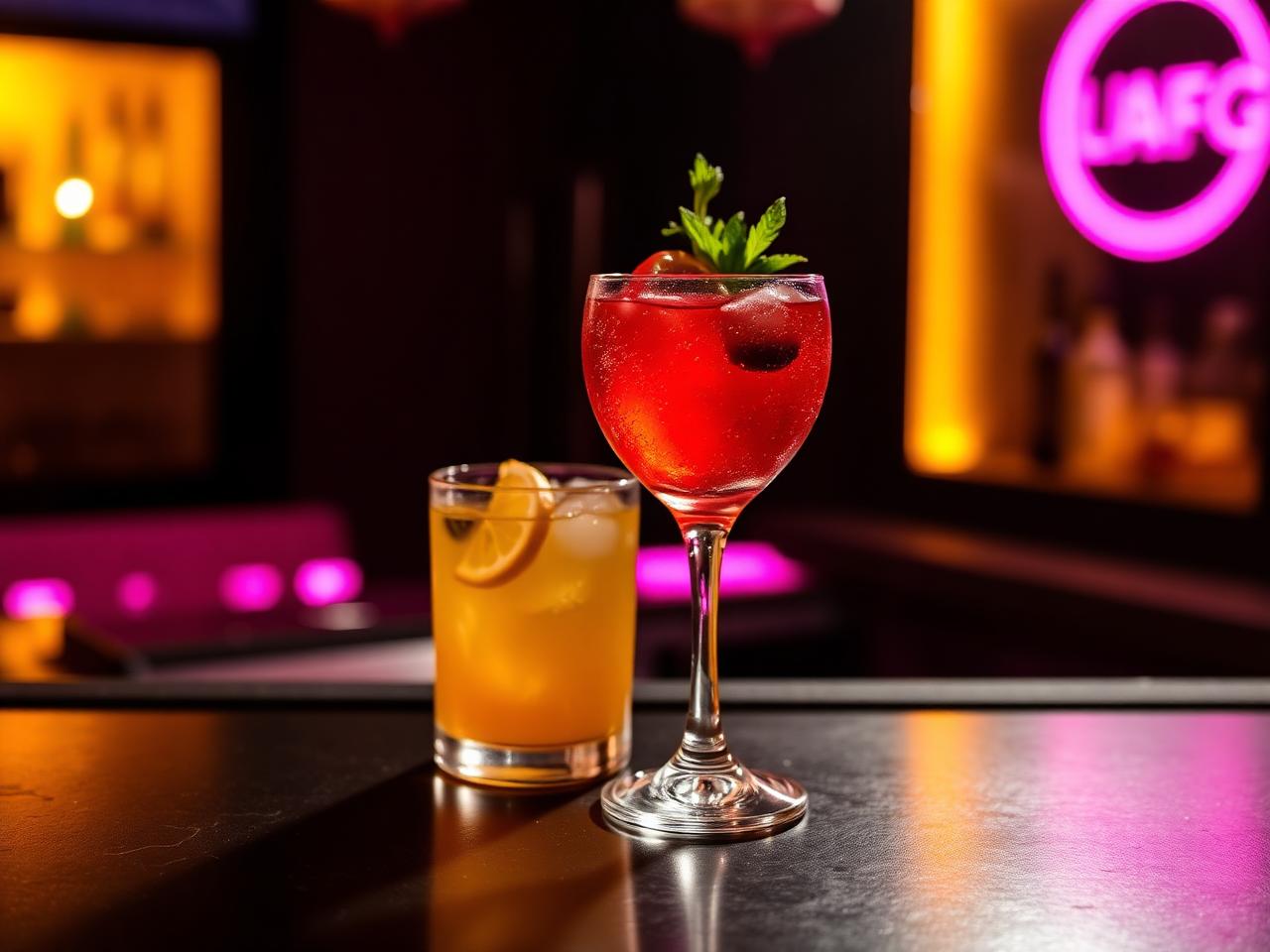 Cocktails on the bar at Bar Twenty One