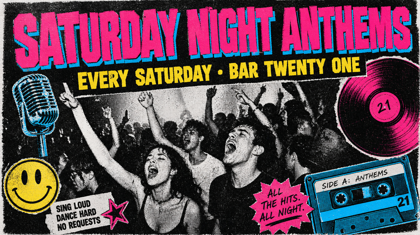 Saturday night old skool anthems with DJ Andy Cutting at Bar Twenty One Bury St Edmunds